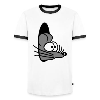 Maus Wand Loch Mauseloch Guckt Süß Lustig Comic - Männer Kontrast-T-Shirt - Weiß/Schwarz - Vorne - AI Model Female 172 light (172cm) & AI Model Male 178 dark (178cm)