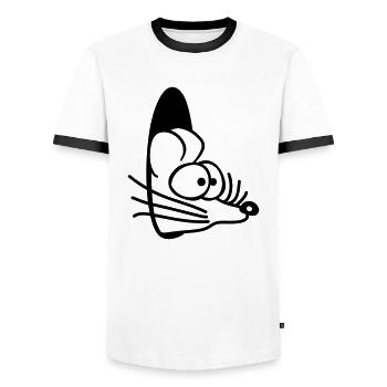 Maus Wand Loch Mauseloch Guckt Süß Lustig Comic - Männer Kontrast-T-Shirt - Weiß/Schwarz - Vorne - AI Model Female 172 light (172cm) & AI Model Male 178 dark (178cm)