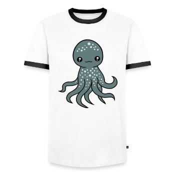 Oktopus Kraken Tintenfisch Kopffüßer süß niedlich - Männer Kontrast-T-Shirt - Weiß/Schwarz - Vorne - AI Model Female 172 light (172cm) & AI Model Male 178 dark (178cm)