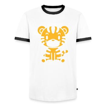 Tiger - Men's Ringer Shirt - white/black - Front - AI Model Female 172 light (172cm) & AI Model Male 178 dark (178cm)