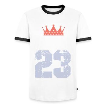 Greece 23 Jersey 2023 - Men's Ringer Shirt - white/black - Front - AI Model Female 172 light (172cm) & AI Model Male 178 dark (178cm)