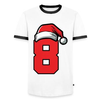 8 Zahl Weihnachten - Männer Kontrast-T-Shirt - Weiß/Schwarz - Vorne - AI Model Female 172 light (172cm) & AI Model Male 178 dark (178cm)