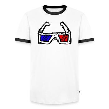 3d brille schwarz - Männer Kontrast-T-Shirt - Weiß/Schwarz - Vorne - AI Model Female 172 light (172cm) & AI Model Male 178 dark (178cm)