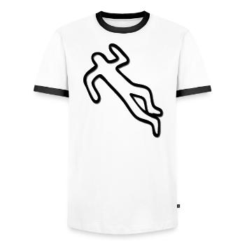 outline dark - Men's Ringer Shirt - white/black - Front - AI Model Female 172 light (172cm) & AI Model Male 178 dark (178cm)