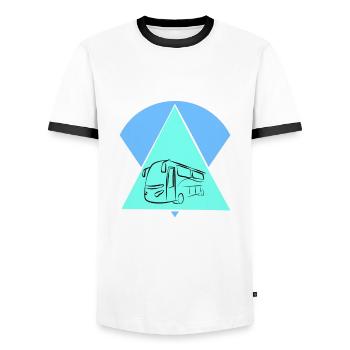Chauffeur d’autobus scolaire Chauffeur d’autobus scolaire - T-shirt contrasté Homme - blanc/noir - Devant - AI Model Female 172 light (172cm) & AI Model Male 178 dark (178cm)