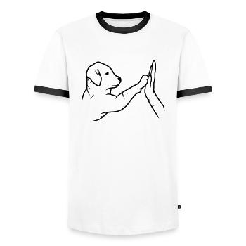 Gib Pfote Hund Hand - Männer Kontrast-T-Shirt - Weiß/Schwarz - Vorne - AI Model Female 172 light (172cm) & AI Model Male 178 dark (178cm)