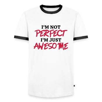I'm not perfect, I'm just awesome - Männer Kontrast-T-Shirt - Weiß/Schwarz - Vorne - AI Model Female 172 light (172cm) & AI Model Male 178 dark (178cm)