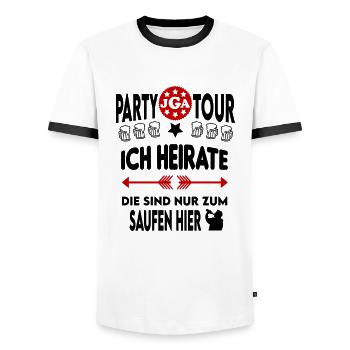 Jga Ich heirate Die sind nur zum Saufen hier - Männer Kontrast-T-Shirt - Weiß/Schwarz - Vorne - AI Model Female 172 light (172cm) & AI Model Male 178 dark (178cm)