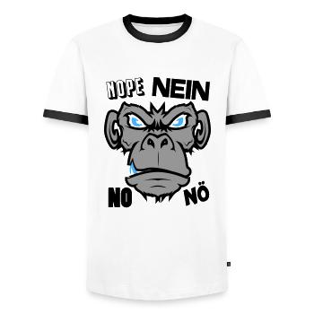 Nope No Nö Nein Ich will nicht Ich mache das nicht - Männer Kontrast-T-Shirt - Weiß/Schwarz - Vorne - AI Model Female 172 light (172cm) & AI Model Male 178 dark (178cm)