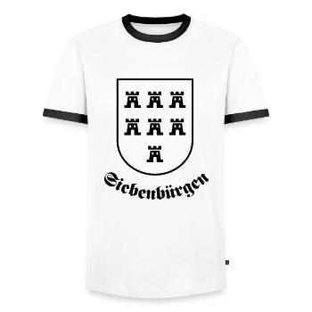 Sachsenwappen "Siebenbürgen" einfarbig - Männer Kontrast-T-Shirt - Weiß/Schwarz - Vorne - AI Model Female 172 light (172cm) & AI Model Male 178 dark (178cm)