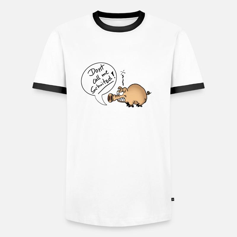 DontCallMeSchnitzel - Männer Kontrast-T-Shirt - Weiß/Schwarz