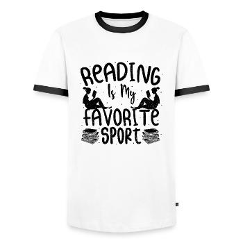 Reading Is My Favorite Sport - Read - Men's Ringer Shirt - white/black - Front - AI Model Female 172 light (172cm) & AI Model Male 178 dark (178cm)