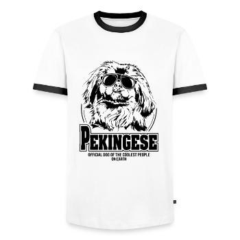 PEKINGESE coolest people dogs saying Wilsigns - Men's Ringer Shirt - white/black - Front - AI Model Female 172 light (172cm) & AI Model Male 178 dark (178cm)