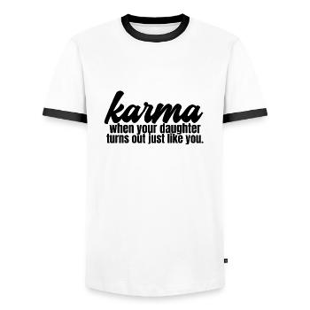 Karma - Maman drôle - T-shirt contrasté Homme - blanc/noir - Devant - AI Model Female 172 light (172cm) & AI Model Male 178 dark (178cm)