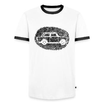 Daumenabdruck Trabi - T-shirt contrasté Homme - blanc/noir - Devant - AI Model Female 172 light (172cm) & AI Model Male 178 dark (178cm)