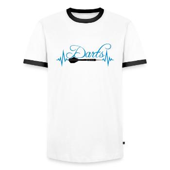 verein text frequenz herzschlag puls logo text spi - Männer Kontrast-T-Shirt - Weiß/Schwarz - Vorne - AI Model Female 172 light (172cm) & AI Model Male 178 dark (178cm)