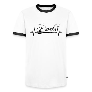 logo verein text frequenz herzschlag puls spielen - Männer Kontrast-T-Shirt - Weiß/Schwarz - Vorne - AI Model Female 172 light (172cm) & AI Model Male 178 dark (178cm)