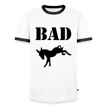 Bad Ass - Men's Ringer Shirt - white/black - Front - AI Model Female 172 light (172cm) & AI Model Male 178 dark (178cm)