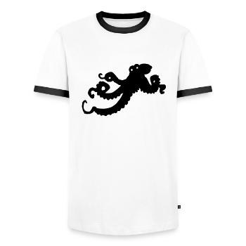 octopus - Men's Ringer Shirt - white/black - Front - AI Model Female 172 light (172cm) & AI Model Male 178 dark (178cm)