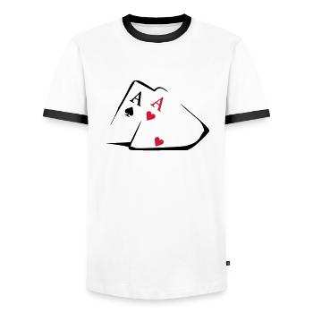 Pocket Asse - Männer Kontrast-T-Shirt - Weiß/Schwarz - Vorne - AI Model Female 172 light (172cm) & AI Model Male 178 dark (178cm)