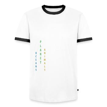 Keep the Planet green Umweltschutz Tierschutz öko - Männer Kontrast-T-Shirt - Weiß/Schwarz - Vorne - AI Model Female 172 light (172cm) & AI Model Male 178 dark (178cm)