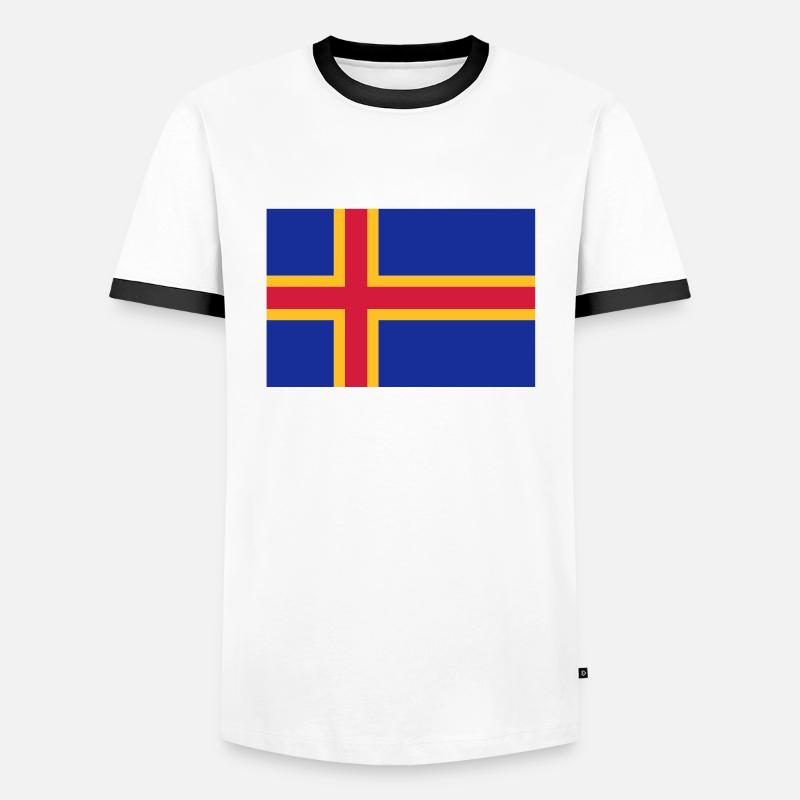 drapeau_aland - Männer Kontrast-T-Shirt - Weiß/Schwarz