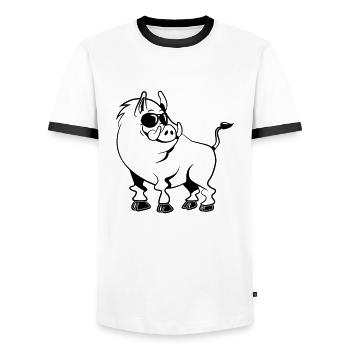 wildschwein refroidir des lunettes de soleil drôle - T-shirt contrasté Homme - blanc/noir - Devant - AI Model Female 172 light (172cm) & AI Model Male 178 dark (178cm)