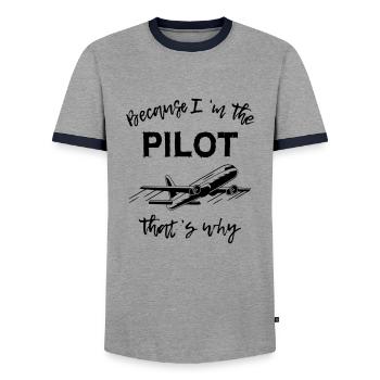 Parce que je suis le pilote, c’est pourquoi - T-shirt contrasté Homme - gris/marine  - Devant - AI Model Female 172 light (172cm) & AI Model Male 178 light (178cm)
