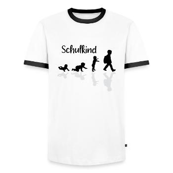 Schulkind Evolution Erstklässler Schule - Männer Kontrast-T-Shirt - Weiß/Schwarz - Vorne - AI Model Female 172 light (172cm) & AI Model Male 178 dark (178cm)