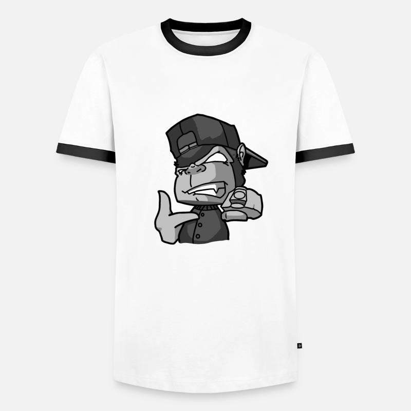 Monkey - Männer Kontrast-T-Shirt - Weiß/Schwarz
