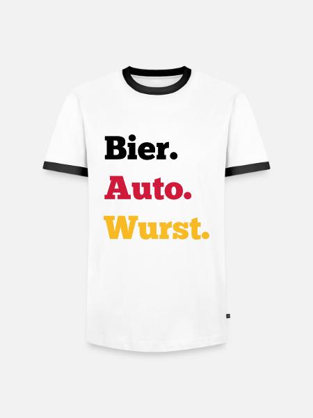Bier Auto Wurst - Männer Kontrast-T-Shirt - Weiß/Schwarz