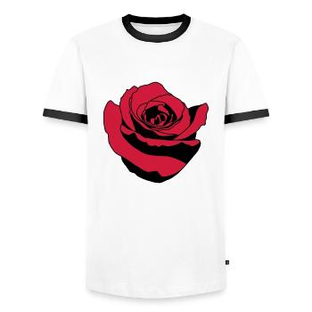 rose - Men's Ringer Shirt - white/black - Front - AI Model Female 172 light (172cm) & AI Model Male 178 dark (178cm)