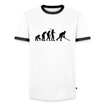 Evolution Hockey 2 - Männer Kontrast-T-Shirt - Weiß/Schwarz - Vorne - AI Model Female 172 light (172cm) & AI Model Male 178 dark (178cm)