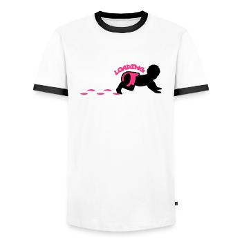 Baby Loading Design - T-shirt contrasté Homme - blanc/noir - Devant - AI Model Female 172 light (172cm) & AI Model Male 178 dark (178cm)