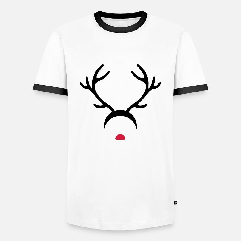 Rudolph - Männer Kontrast-T-Shirt - Weiß/Schwarz
