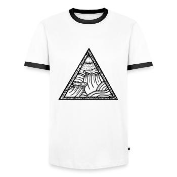 Dreieck Wellen Sonne - Männer Kontrast-T-Shirt - Weiß/Schwarz - Vorne - AI Model Female 172 light (172cm) & AI Model Male 178 dark (178cm)