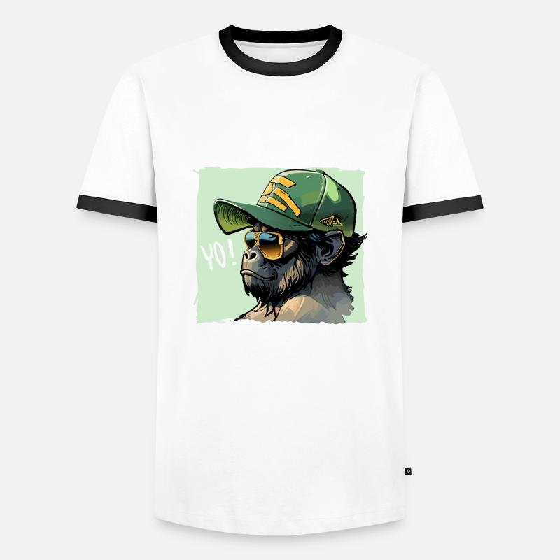 Gorilla YO! - Men's Ringer Shirt - white/black