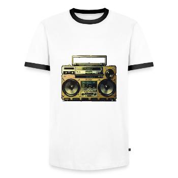 Golden Boombox - Men's Ringer Shirt - white/black - Front - AI Model Female 172 light (172cm) & AI Model Male 178 dark (178cm)