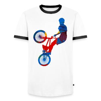 BMX - Men's Ringer Shirt - white/black - Front - AI Model Female 172 light (172cm) & AI Model Male 178 dark (178cm)