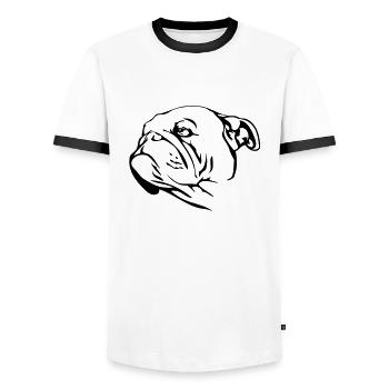 Bulldog - Männer Kontrast-T-Shirt - Weiß/Schwarz - Vorne - AI Model Female 172 light (172cm) & AI Model Male 178 dark (178cm)