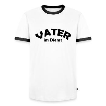 vater im dienst - Männer Kontrast-T-Shirt - Weiß/Schwarz - Vorne - AI Model Female 172 light (172cm) & AI Model Male 178 dark (178cm)