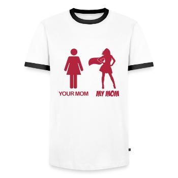 Your Mom - My Mom - Meine Mama - Deine Mama - Männer Kontrast-T-Shirt - Weiß/Schwarz - Vorne - AI Model Female 172 light (172cm) & AI Model Male 178 dark (178cm)