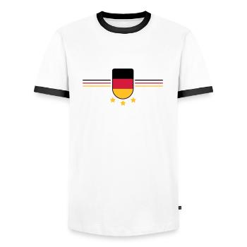 deutschland 3 sterne - Männer Kontrast-T-Shirt - Weiß/Schwarz - Vorne - AI Model Female 172 light (172cm) & AI Model Male 178 dark (178cm)