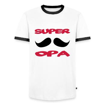 Super opa 111 - Männer Kontrast-T-Shirt - Weiß/Schwarz - Vorne - AI Model Female 172 light (172cm) & AI Model Male 178 dark (178cm)