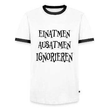 Einatmen Ignorieren Lustiger Spruch Frech Geschenk - Männer Kontrast-T-Shirt - Weiß/Schwarz - Vorne - AI Model Female 172 light (172cm) & AI Model Male 178 dark (178cm)