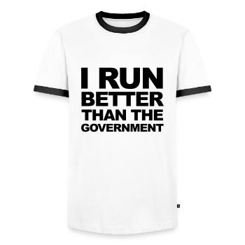 Run - T-shirt contrasté Homme - blanc/noir - Devant - AI Model Female 172 light (172cm) & AI Model Male 178 dark (178cm)