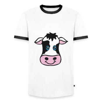 Cow Drawing - Men's Ringer Shirt - white/black - Front - AI Model Female 172 light (172cm) & AI Model Male 178 dark (178cm)