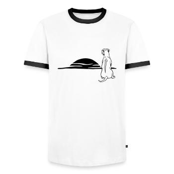 Rhodesian Ridgeback - T-shirt contrasté Homme - blanc/noir - Devant - AI Model Female 172 light (172cm) & AI Model Male 178 dark (178cm)