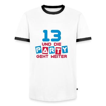 13 ans et la fête continue ... - T-shirt contrasté Homme - blanc/noir - Devant - AI Model Female 172 light (172cm) & AI Model Male 178 dark (178cm)