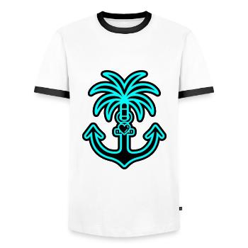 Palm Tree Anchor Heart Love - Men's Ringer Shirt - white/black - Front - AI Model Female 172 light (172cm) & AI Model Male 178 dark (178cm)